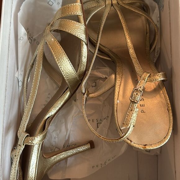 Pesáro Women's Bree Gold Heels Size 8 - Picture 9 of 9